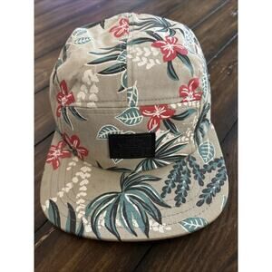 VANS OTW 5 Panel Hat Cap Strap Back Hawaiian Floral Adjustable Khaki Turquoise